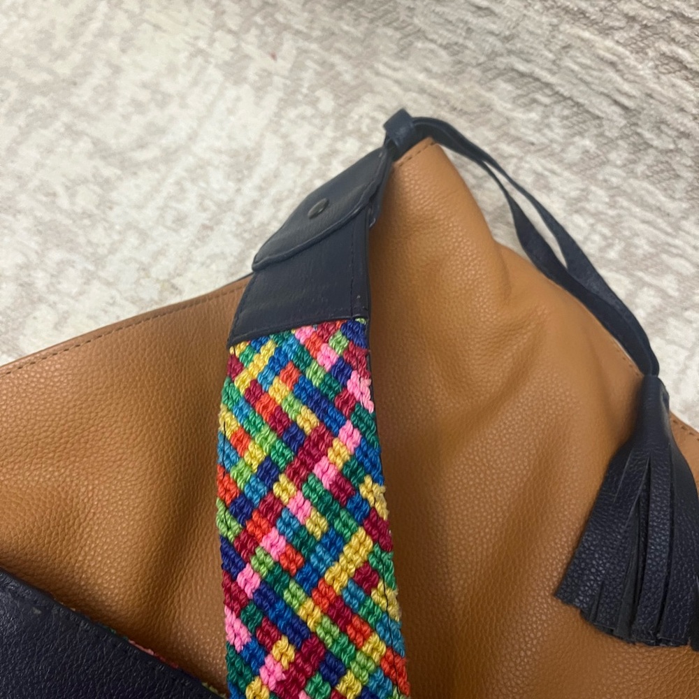 Multicolor Strap Tan Leather Bag